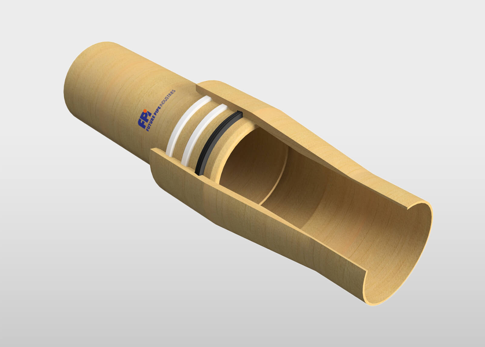 Rubber Seal Bell and Spigot Locked Joint - WAVISTRONG® FIBERMAR® Conductive Series